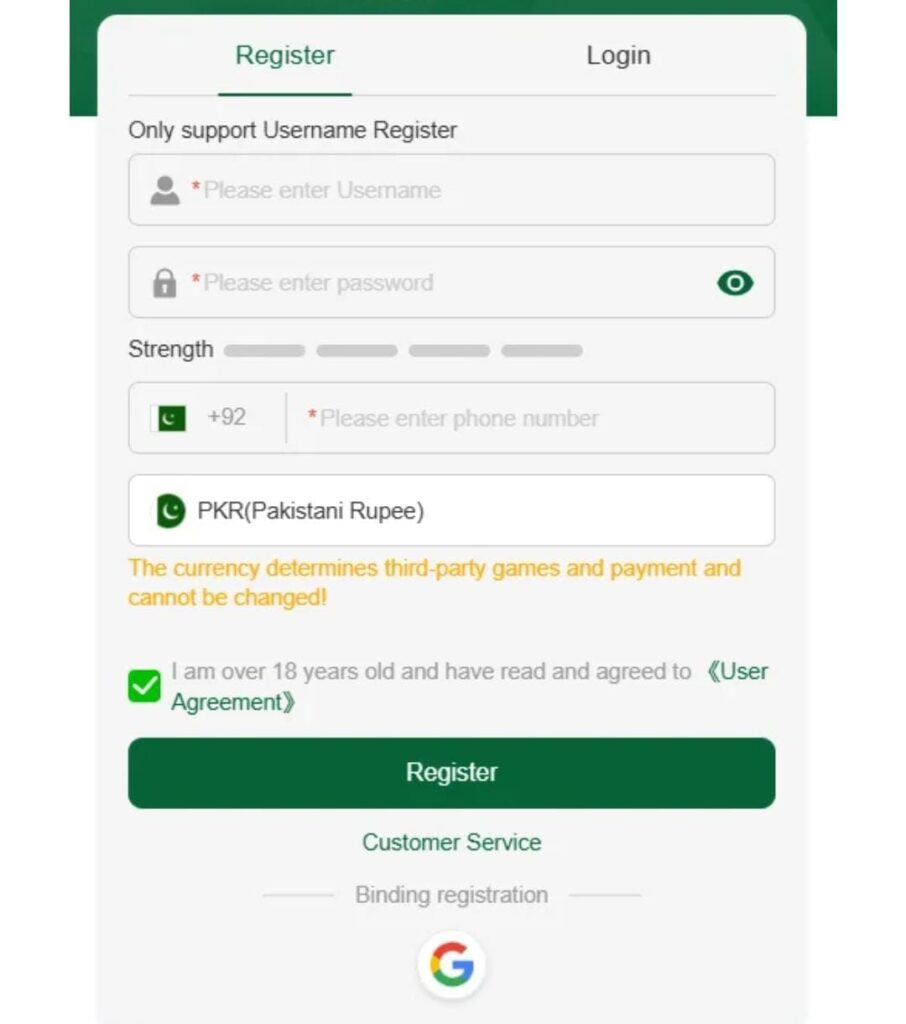 Register and Login Mwin game image